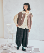 コットンウールグレンチェック　バルーンパンツ